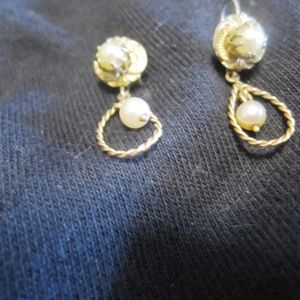 Vintage Goldtone & Pearl Drop Earrings